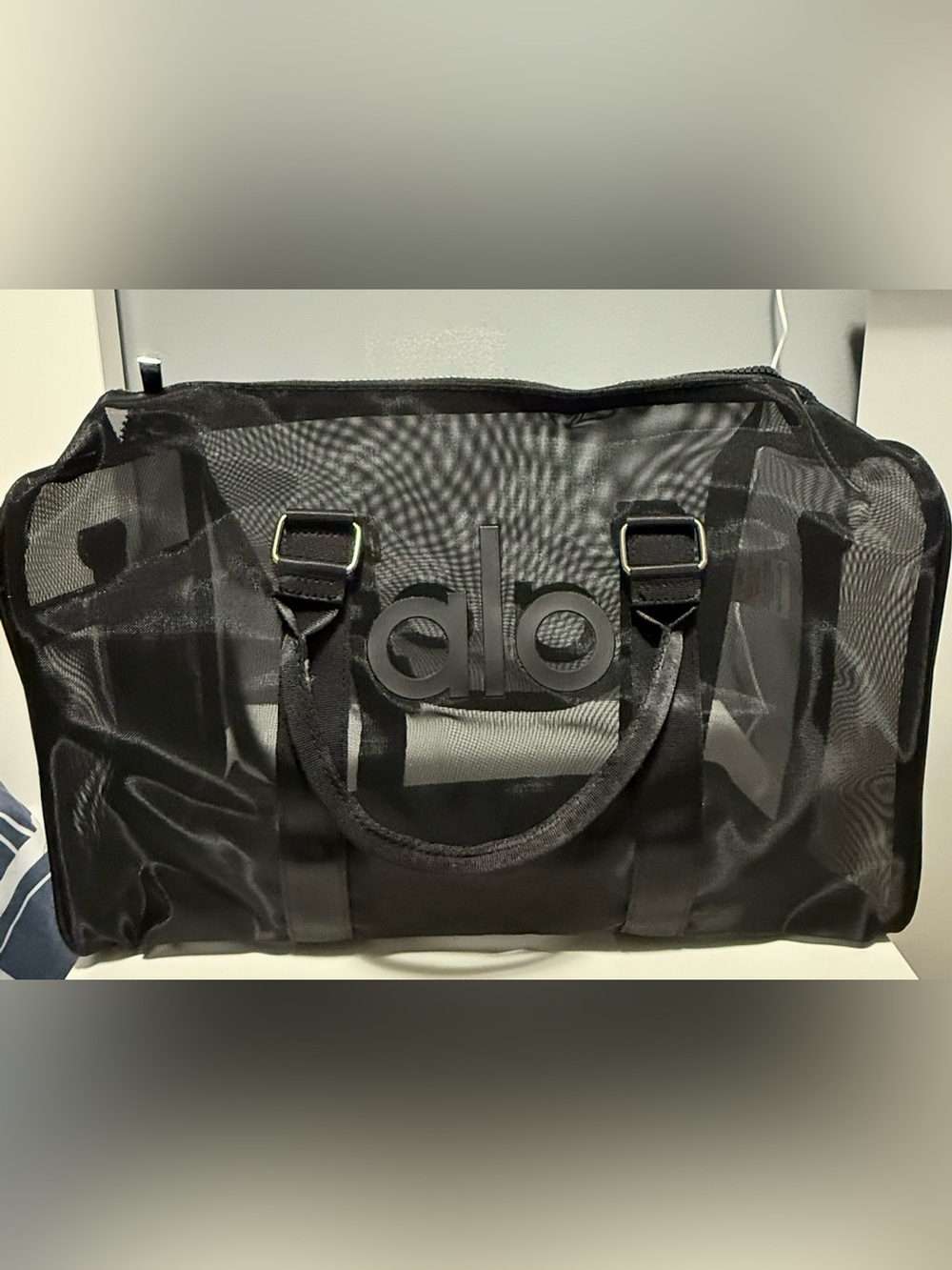 Yoga Black Mesh Duffel with Logo